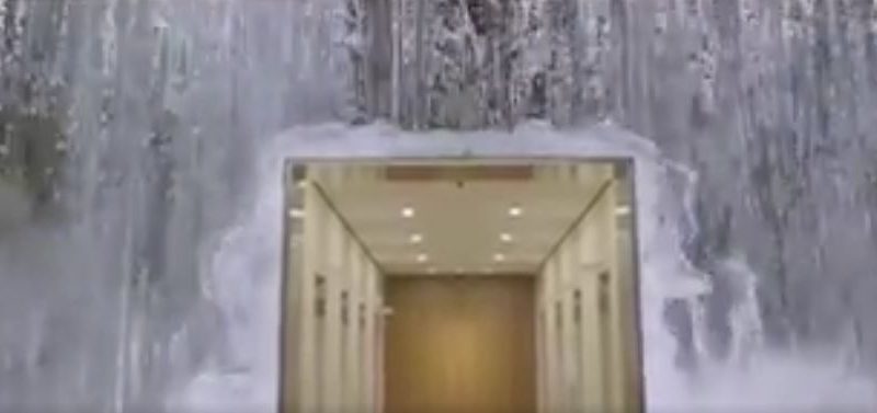 Waterfall Inside Corporate Office Lobby